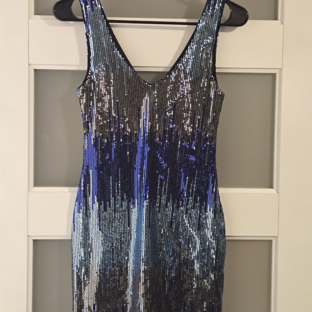 Frederick's of Hollywood Blue and Silver Sequin Mini Dress